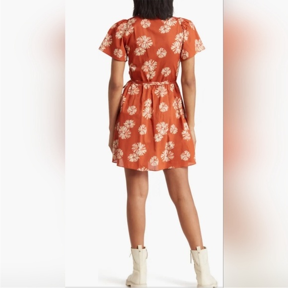 NWT Madewell Floral Print Wrap Minidress Medium Orange - Picture 7 of 8